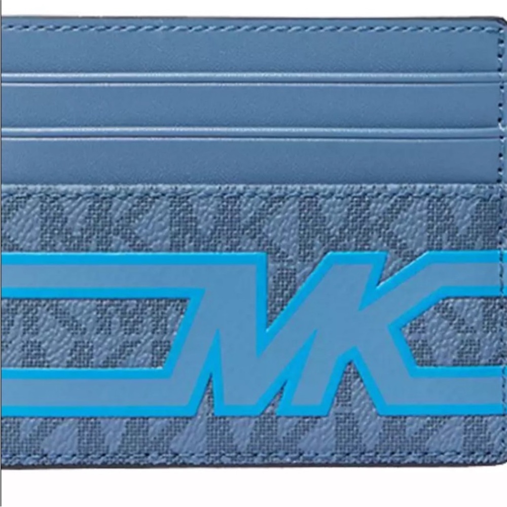 Michael Kors Cooper Graphic Logo Tall Card Case Denim Multi NWT